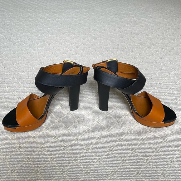 Fendi Leather Cross Ankle Strap Platform Sandals - Picture 6 of 13